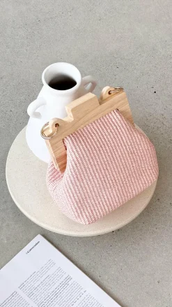 Adorne Bags^Abby Timber Frame Woven Mini Bag - Pale / Pink