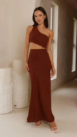LILYWHYT Dresses|Maxi^Abia Maxi Dress - Chocolate