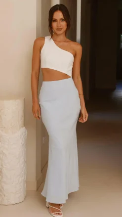 LILYWHYT Dresses|Maxi^Abia Maxi Dress - White/Blue