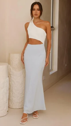 LILYWHYT Dresses|Maxi^Abia Maxi Dress - White/Blue