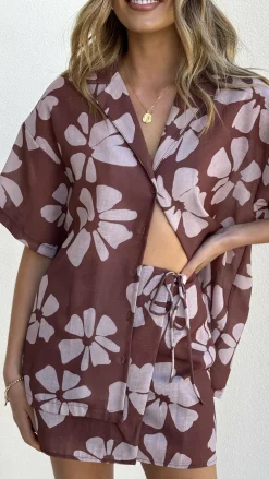 LILYWHYT Sets|Bottoms^Abilene Wrap Skirt - Brown Daylillies