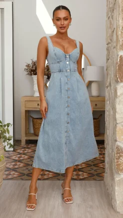 LILYWHYT Denim Dress Edit|The Denim Edit^Abrianna Midi Dress - Light Denim