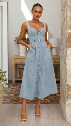LILYWHYT Denim Dress Edit|The Denim Edit^Abrianna Midi Dress - Light Denim