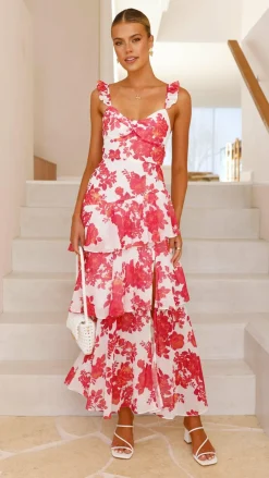 SASHA (BNE) Dresses|Maxi^Achelle Maxi Dress - Red Floral