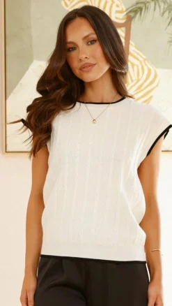 YH AND CO Knit Tops|Knitwear^Adana Contrast Top - White / Black