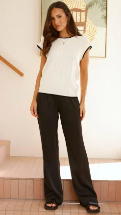 YH AND CO Knit Tops|Knitwear^Adana Contrast Top - White / Black