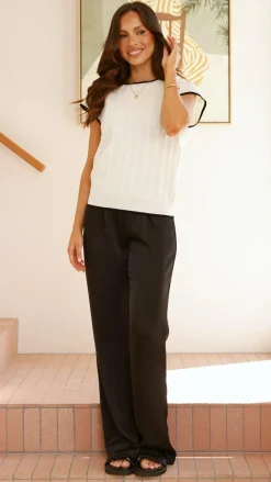 YH AND CO Knit Tops|Knitwear^Adana Contrast Top - White / Black