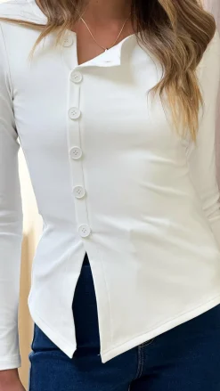 Bubblegum Tops^Addison Long Sleeve Top - White