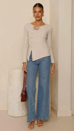 Bubblegum Tops^Addison Long Sleeve Top - Stone