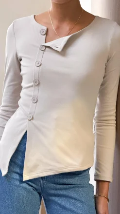 Bubblegum Tops^Addison Long Sleeve Top - Stone