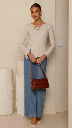 Bubblegum Tops^Addison Long Sleeve Top - Stone