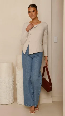 Bubblegum Tops^Addison Long Sleeve Top - Stone