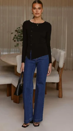 Bubblegum Tops^Addison Long Sleeve Top - Black