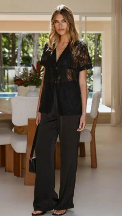 Amore Agencies Tops^Adley Shirt - Black Lace