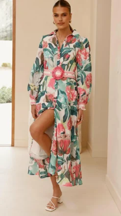 Bubblegum Dresses|Maxi^Aida Long Sleeve Maxi Dress - Spritz Pink