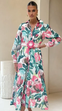 Bubblegum Dresses|Maxi^Aida Long Sleeve Maxi Dress - Spritz Pink