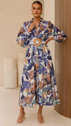 Bubblegum Dresses|Maxi^Aida Long Sleeve Maxi Dress - Azure Blue