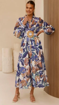 Bubblegum Dresses|Maxi^Aida Long Sleeve Maxi Dress - Azure Blue