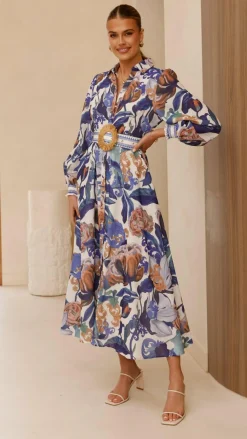Bubblegum Dresses|Maxi^Aida Long Sleeve Maxi Dress - Azure Blue