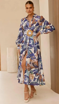 Bubblegum Dresses|Maxi^Aida Long Sleeve Maxi Dress - Azure Blue