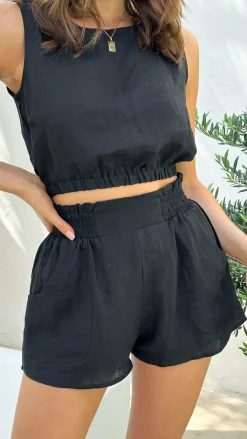 Fashion Allied Tops^Aimee Linen Top - Black