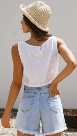 Fashion Allied Tops^Aimee Linen Top - White