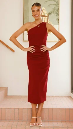 YH AND CO Dresses|Midi^Alaina Midi Dress - Wine