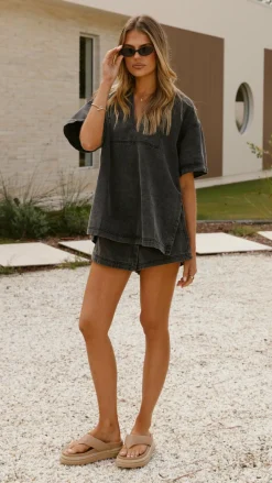 Fashion Allied The Denim Edit|Sets^Alaina Oversized Shirt - Black Denim