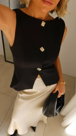 SASHA (BNE) Tops^Alexis Button Up Vest - Black