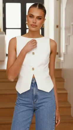 SASHA (BNE) Tops^Alexis Button Up Vest - White