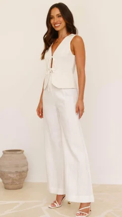 LILYWHYT Tops^Alisa Tie Vest - Light Beige