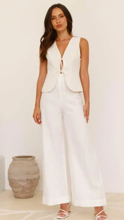 LILYWHYT Tops^Alisa Tie Vest - Light Beige