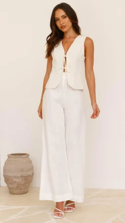 LILYWHYT Tops^Alisa Tie Vest - Light Beige