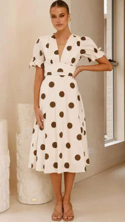 YH AND CO Dresses|Midi^Alondra Midi Dress - White/Camel