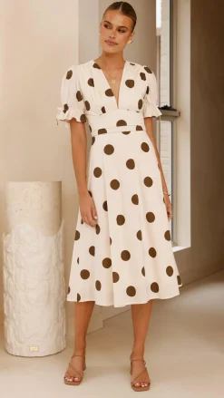 YH AND CO Dresses|Midi^Alondra Midi Dress - White/Camel