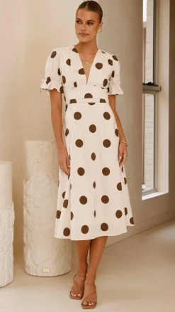 YH AND CO Dresses|Midi^Alondra Midi Dress - White/Camel