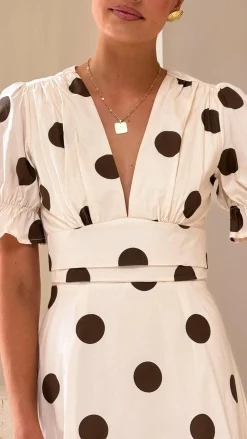 YH AND CO Dresses|Midi^Alondra Midi Dress - White/Camel