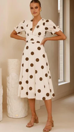 YH AND CO Dresses|Midi^Alondra Midi Dress - White/Camel