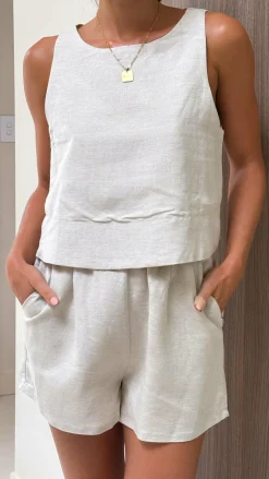 MVN Sets|Bottoms^Alta Vista Linen Shorts - Beige