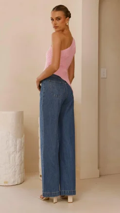Slide Show Knit Tops|Knitwear^Alyssia One Shoulder Top - Pink