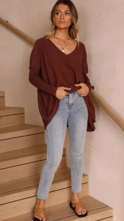 Slide Show Knit Tops|Knitwear^Amalia Knit Top - Chocolate