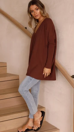 Slide Show Knit Tops|Knitwear^Amalia Knit Top - Chocolate