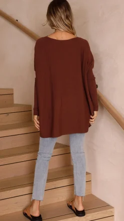 Slide Show Knit Tops|Knitwear^Amalia Knit Top - Chocolate