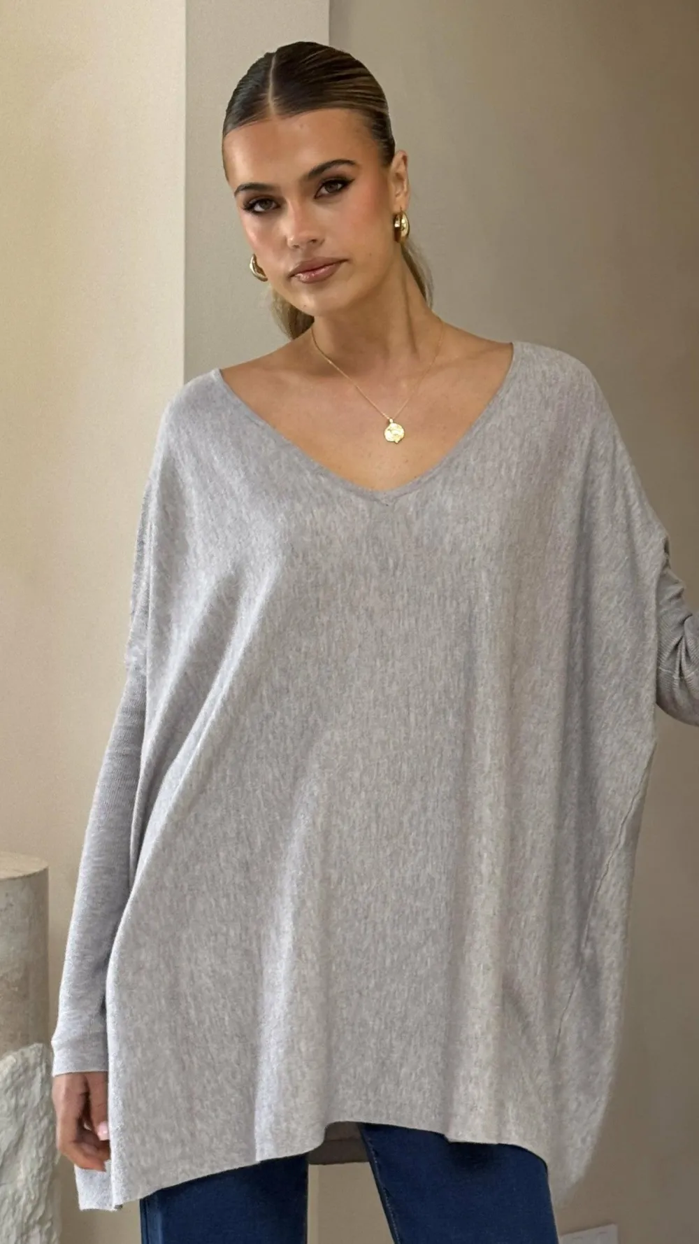 Slide Show Knit Tops|Knitwear^Amalia Knit Top - Grey