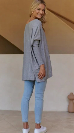 Slide Show Knit Tops|Knitwear^Amalia Knit Top - Grey