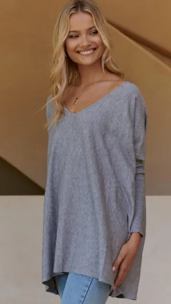 Slide Show Knit Tops|Knitwear^Amalia Knit Top - Grey