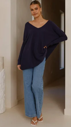 Slide Show Knit Tops|Knitwear^Amalia Knit Top - Navy