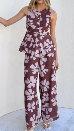 LILYWHYT Sets|Tops^Amber Top - Brown Daylillies