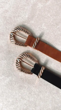 Angel Whisper Belts^Amelie Twist Buckle Belt - Black/Gold