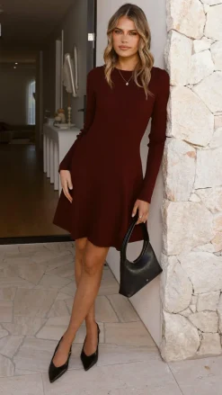 LILYWHYT Knit Dresses|Knitwear^Amity Mini Dress - Burgundy